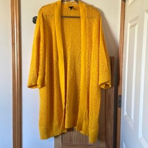 Torrid yellow/golden open stitch cardigan size 3
